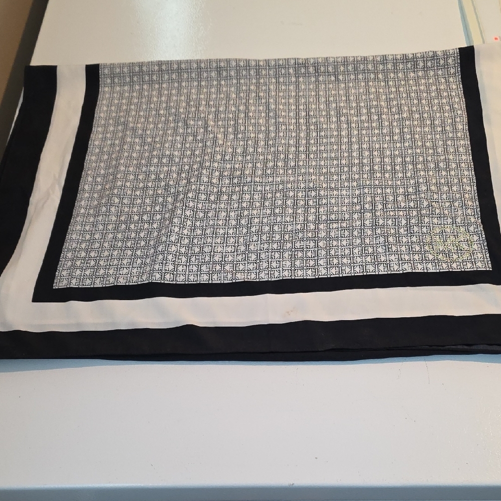 Michael Kors Rectangular Logo Scarf Black White Monogram Oblong Lightweight Wrap